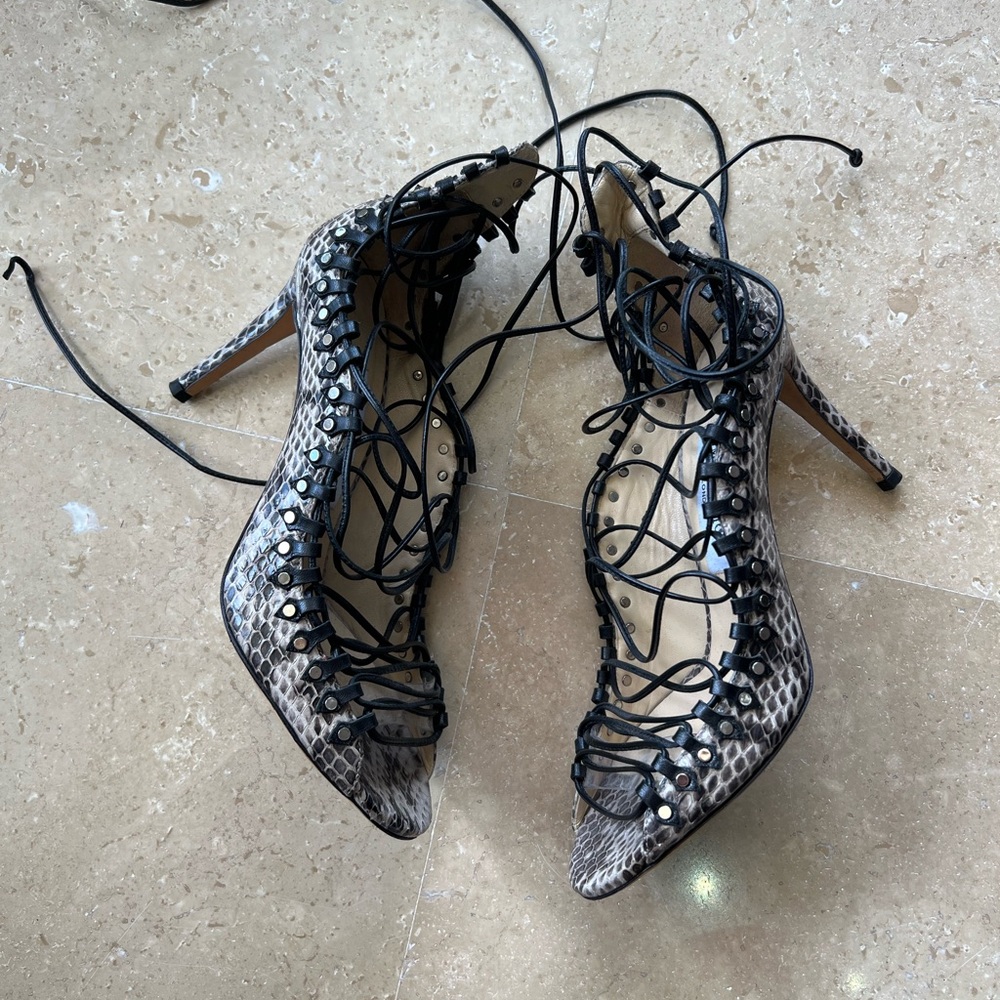 Jimmy Choo Python Lace Up Heels - image 1